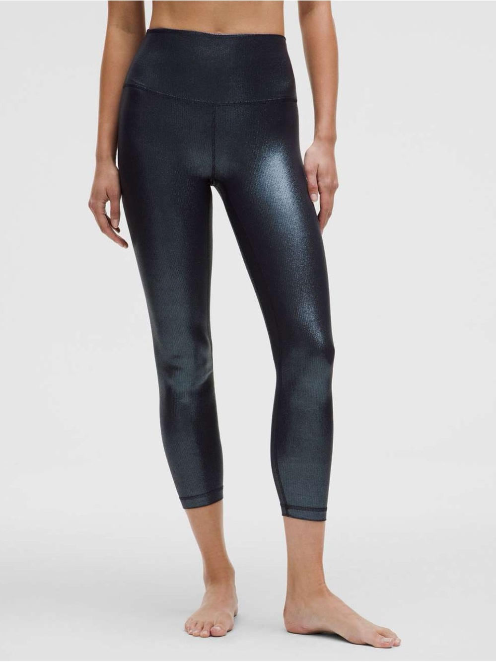 Lululemon Align High-Rise Ribbed Pant 25" *Shine Radiate Foil Print Black Night